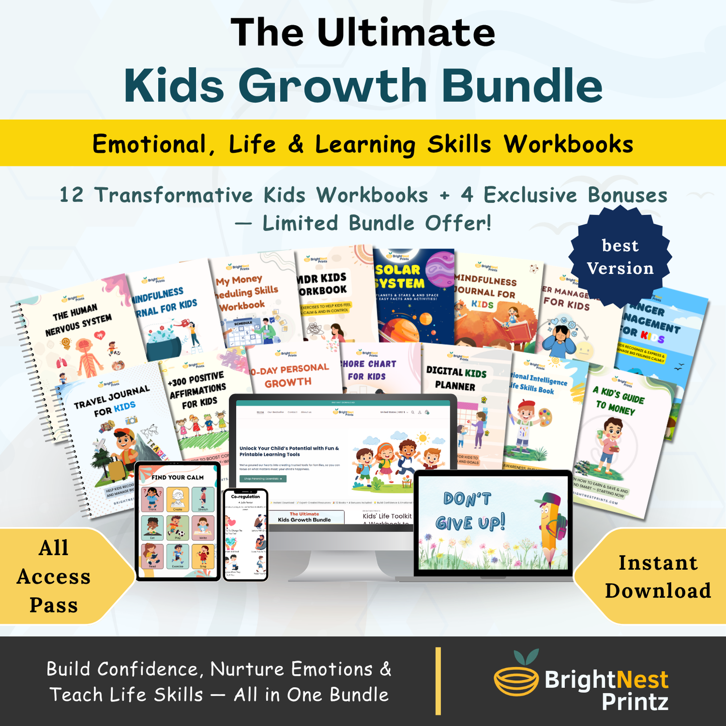Kids life skills Bundle - (+15) Workbooks To Build Confidence, Emotions & Daily Habits