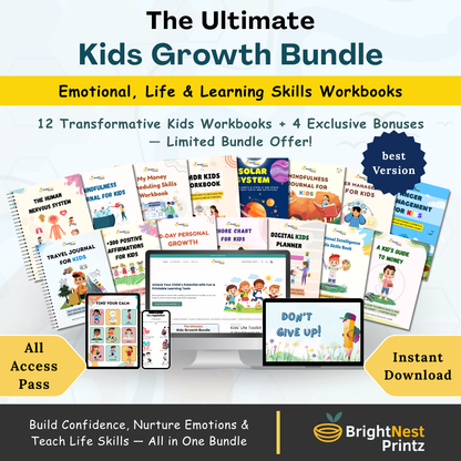 Kids life skills Bundle - (+15) Workbooks To Build Confidence, Emotions & Daily Habits