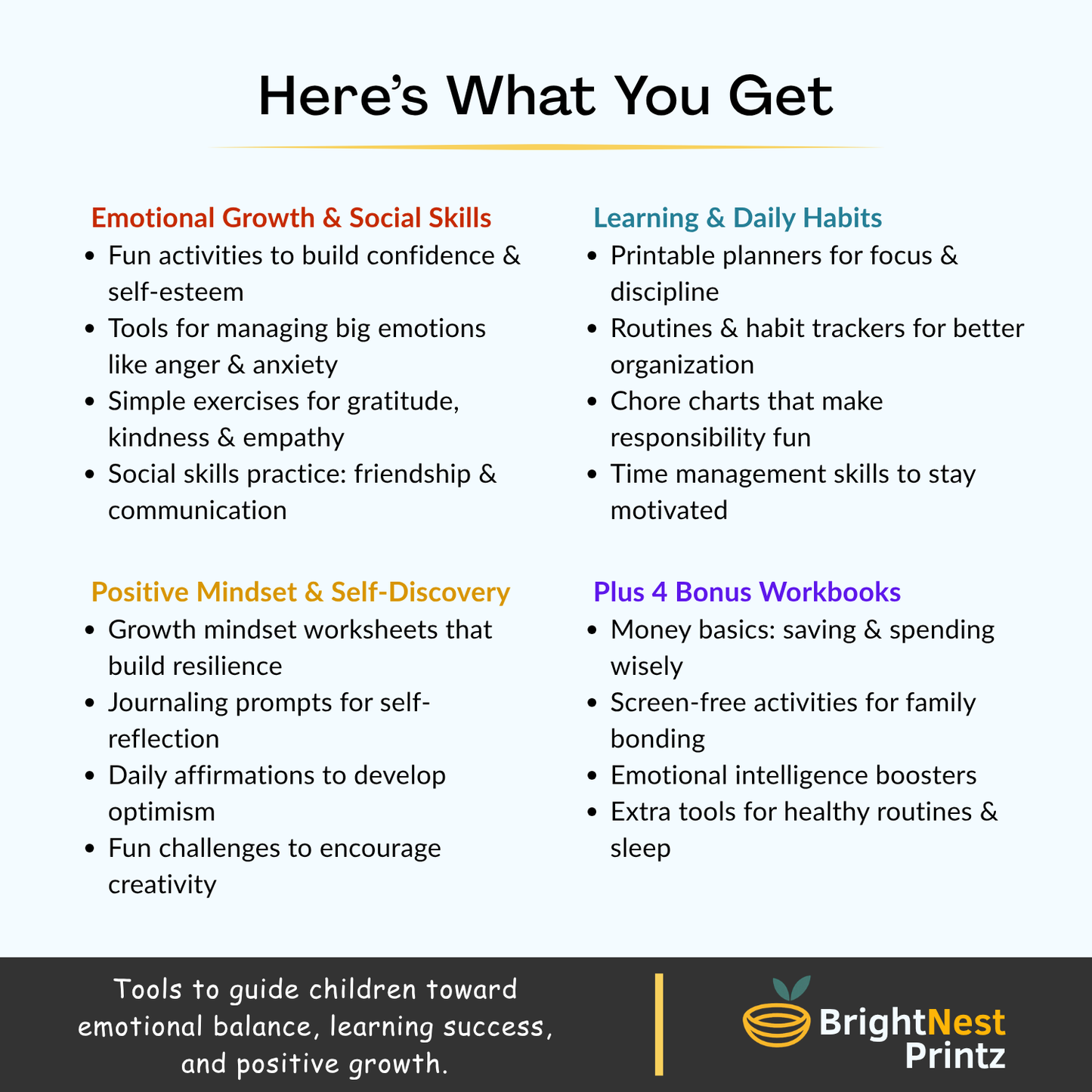 Kids life skills Bundle - (+15) Workbooks To Build Confidence, Emotions & Daily Habits