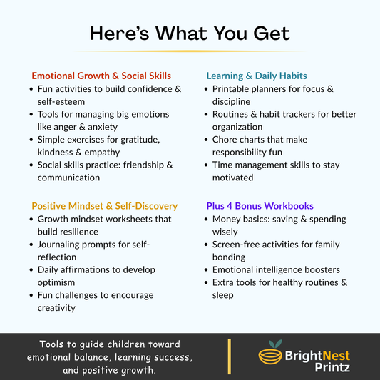 Kids life skills Bundle - (+15) Workbooks To Build Confidence, Emotions & Daily Habits