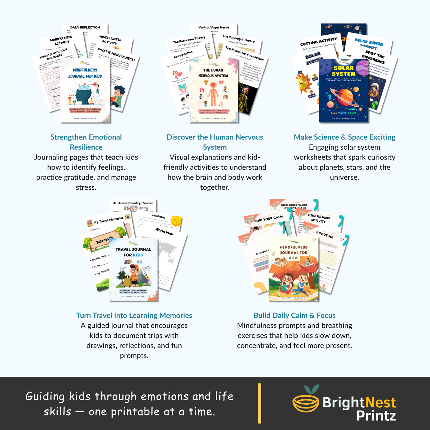 Kids life skills Bundle - (+15) Workbooks To Build Confidence, Emotions & Daily Habits