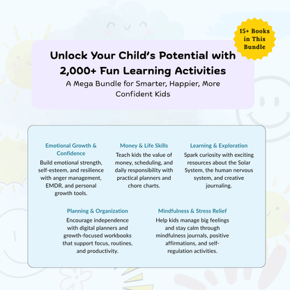Kids life skills Bundle - (+15) Workbooks To Build Confidence, Emotions & Daily Habits