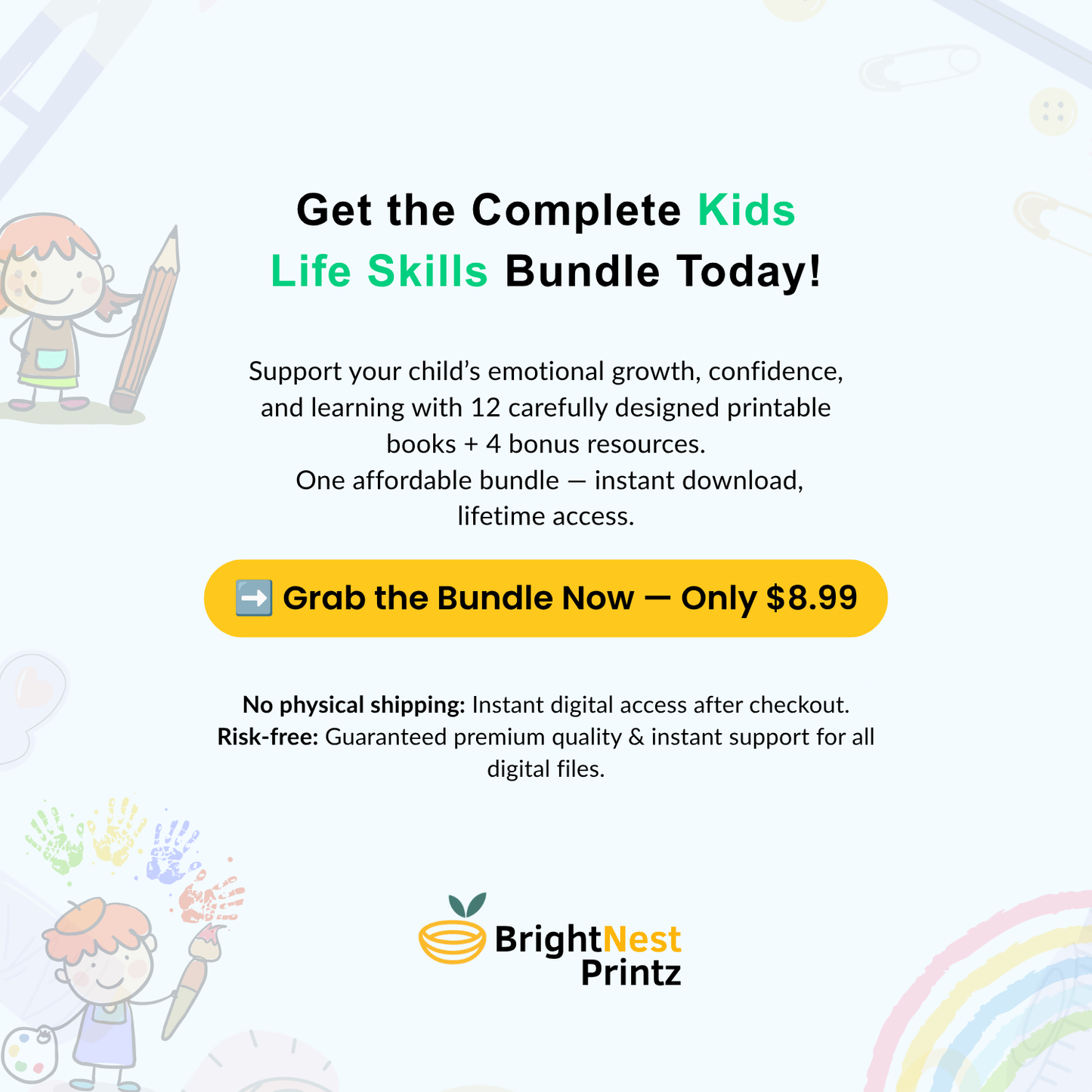 Kids life skills Bundle - (+15) Workbooks To Build Confidence, Emotions & Daily Habits